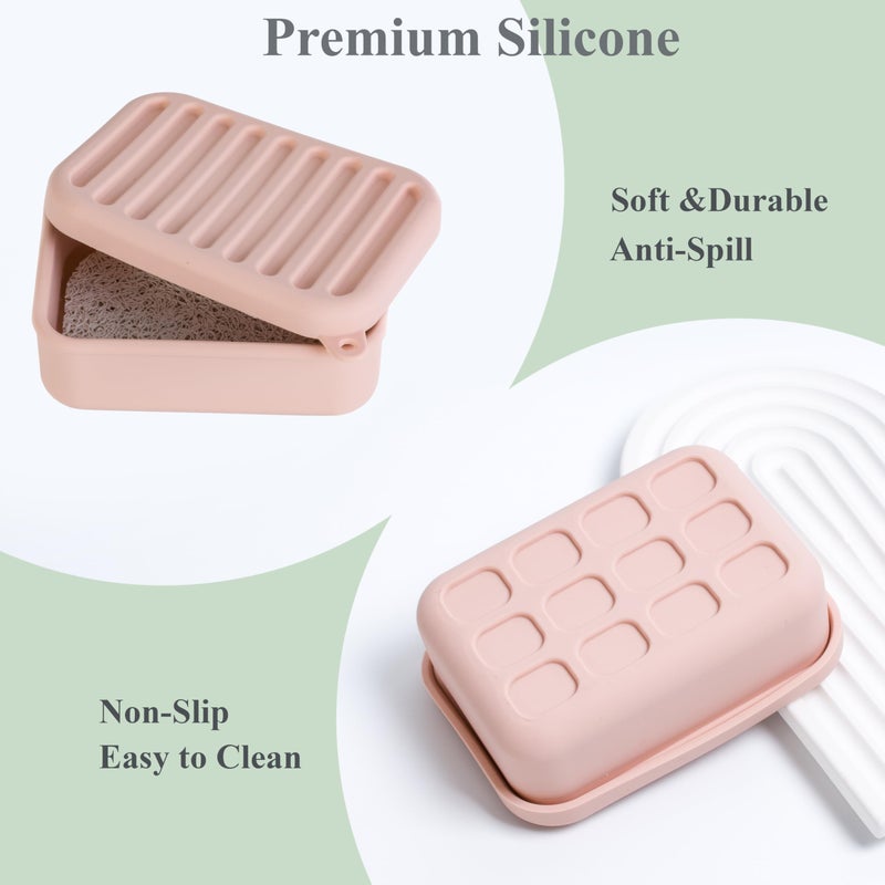 MtBoi Portable Leakproof Travel Soap Case  Silicone Travel Soap Case  Compact Soap Holder With Drainage Layer  Travel Soap Holder For Camping  Gym  Outdoor (Coral-Red) - Image 3