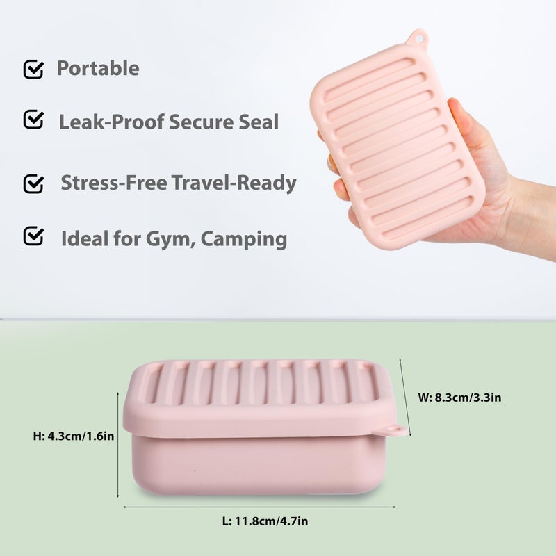 MtBoi Portable Leakproof Travel Soap Case  Silicone Travel Soap Case  Compact Soap Holder With Drainage Layer  Travel Soap Holder For Camping  Gym  Outdoor (Coral-Red) - Image 5