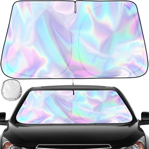 Clothclose Iridescent Sun Shade for Car Windshield Foldable Universal Car Windshield Upgrade Sunshade Enhanced UV Rays Reflective Sun Visor Shade Keeps Vehicle Cool - Image 1