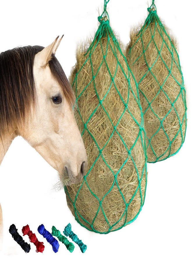 RideFound 2PCS Durable Slow Feed Hay Net for Horses 40” Length with Strong 4x4” Holes Nylon Rope Hanging Suitable for Trailer and Stall, Slow Feeding Reduce Waste - Image 2