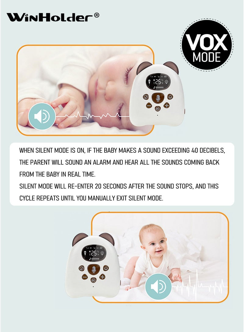 وين هولدر جهاز مراقبة صوت الطفل، جهاز مراقبة لطيف للأطفال بصوت رقمي ثنائي الاتجاه، جهاز مراقبة رعاية الطفل لاسلكي قابل لإعادة الشحن مع تهويدة، تقنية DECT الرقمية طويلة المدى، عمر بطارية يصل إلى 12 ساعة - Image 3