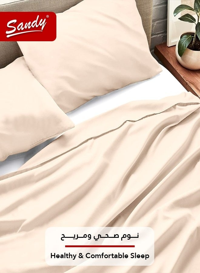 ساندي طقم شرشف سرير ساندي فاخر بجودة الفنادق مع أغطية وسادة، طقم من 3 قطع، شديد النعومة وجيد التهوية وبارد, مقاس دبل مفرد ونص 243 × 205 سم, بيج - Image 5