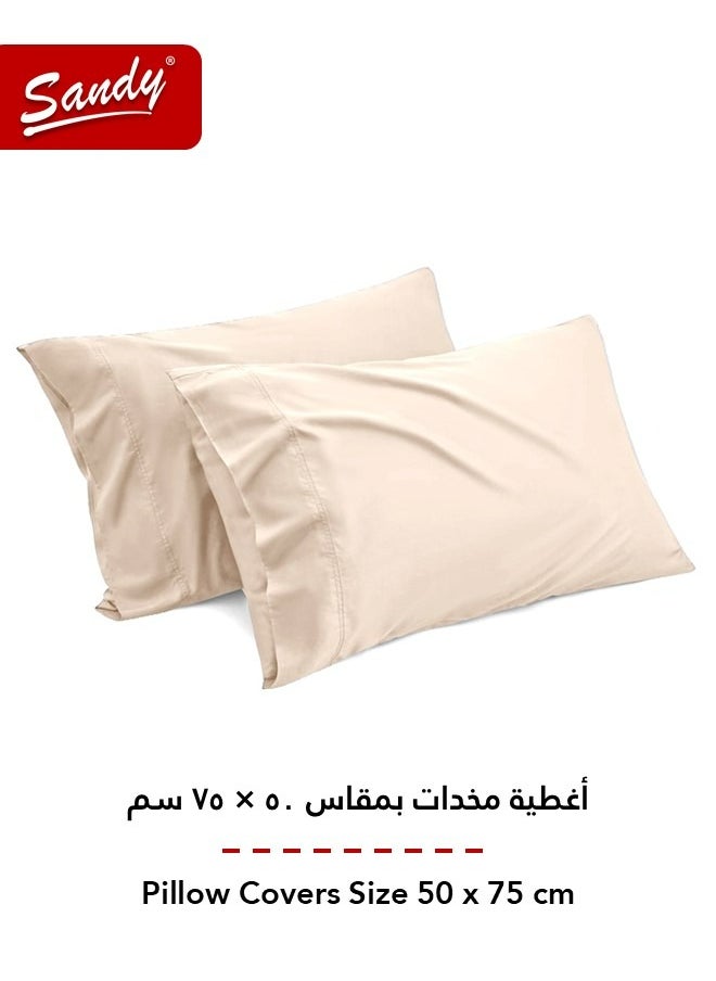 Sandy - Sandy Premium Hotel Quality Flat Sheet and Pillow Cases, Bed Sheet 3 Pieces Set, Soft & Breathable and Cooling, Full Size 243 x 205 cm, Beige - Image 1