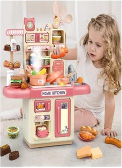 Fantastic-Kids-Toys Kids Kitchen Role Play Food Cooking Set Kids Play Set with Sink Steam Light and Sound Realistic Design Code 36T-6 Size (36 * 30 * 13.5) CM