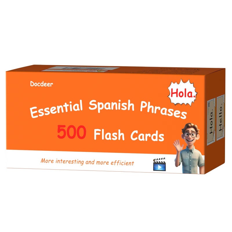 Docdeer 500 Spanish Phrases Flash Cards Flashcards for Adults Beginners Learn Spanish Phrases for Beginners - Image 3