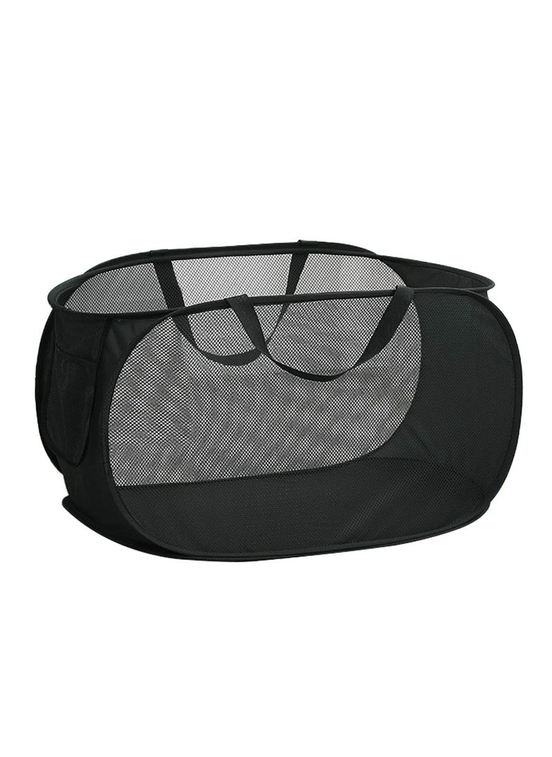 TYCOM Pop Up Laundry Mesh Hamper Basket Storage Solution Compact Bin Mesh Collapsible Bag Laundry Hamper Collapsible Laundry Basket Black Single Compartment.  - Image 1