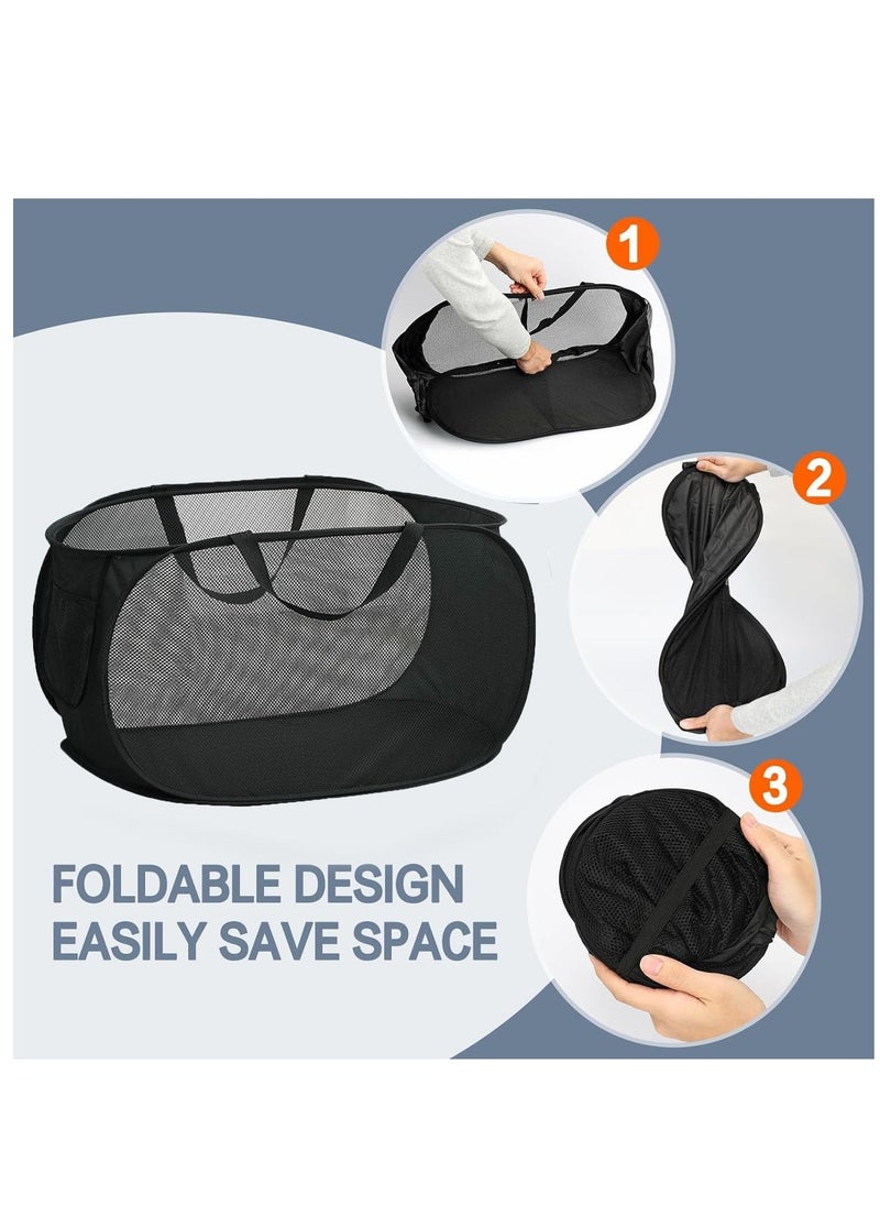 TYCOM Pop Up Laundry Mesh Hamper Basket Storage Solution Compact Bin Mesh Collapsible Bag Laundry Hamper Collapsible Laundry Basket Black Single Compartment.  - Image 3