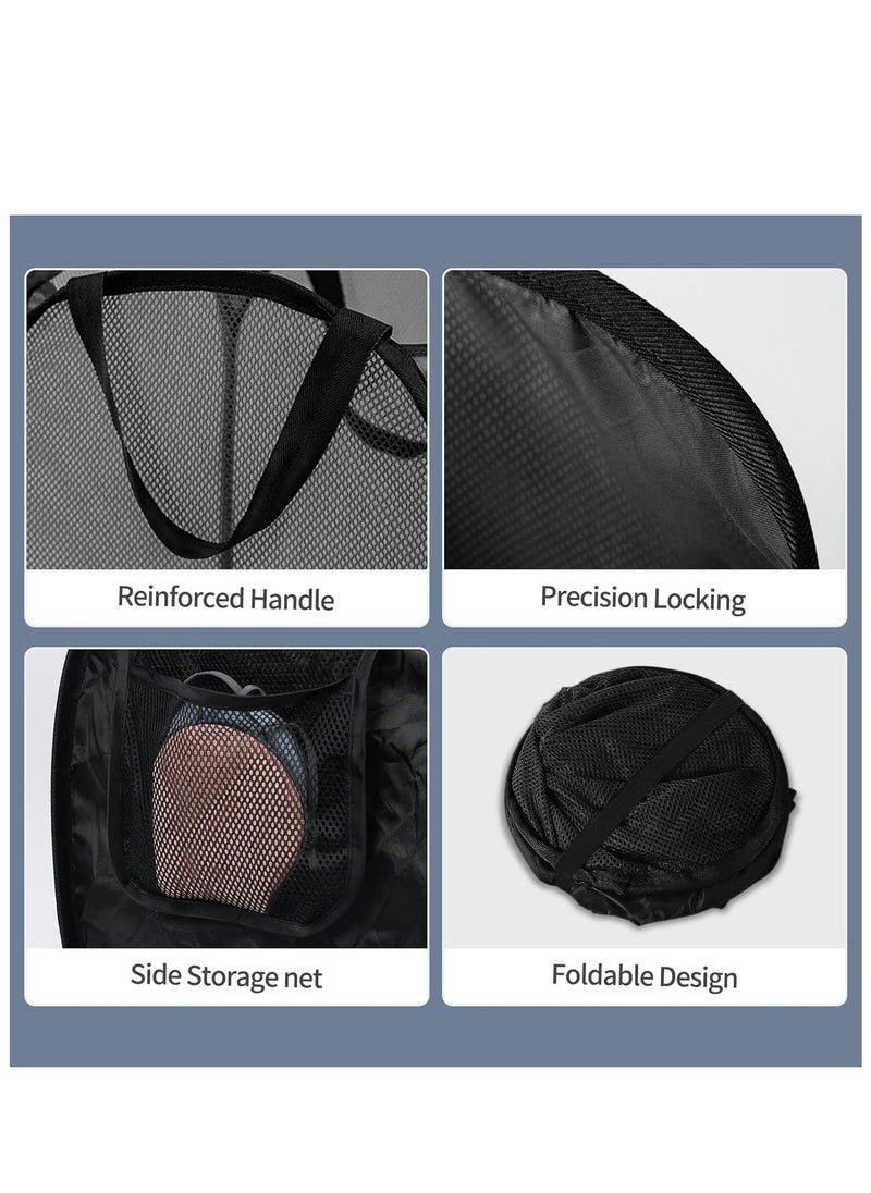 TYCOM Pop Up Laundry Mesh Hamper Basket Storage Solution Compact Bin Mesh Collapsible Bag Laundry Hamper Collapsible Laundry Basket Black Single Compartment.  - Image 2