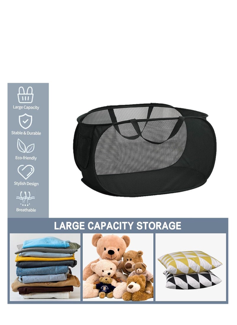 TYCOM Pop Up Laundry Mesh Hamper Basket Storage Solution Compact Bin Mesh Collapsible Bag Laundry Hamper Collapsible Laundry Basket Black Single Compartment.  - Image 4