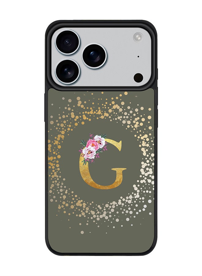 Stylizedd iPhone 17 Pro Case, [Compatible with MagSafe] Slim Magnetic cover Phone Case iPhone 17 Pro -Custom Monogram Floral - G  (Olive Green ) - Image 1