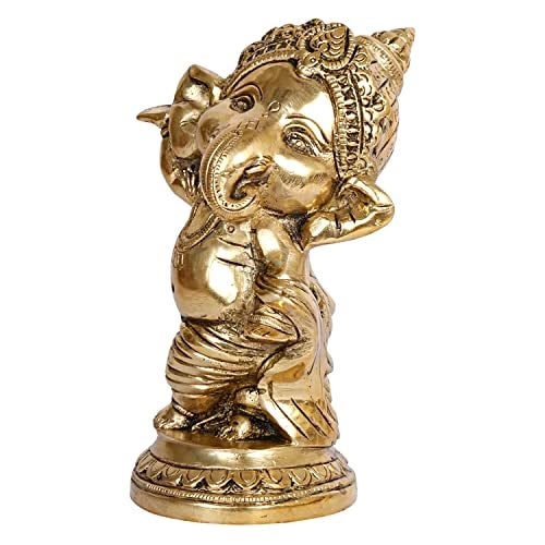 ARTVARKO Brass Ganesha Statue Baby Ganesha | Bal Ganesha Murti Idol Home Decor for Good Luck Diwali Pooja Success 5 Inches - Image 4