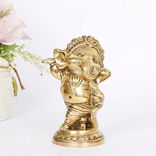 ARTVARKO Brass Ganesha Statue Baby Ganesha | Bal Ganesha Murti Idol Home Decor for Good Luck Diwali Pooja Success 5 Inches - Image 1