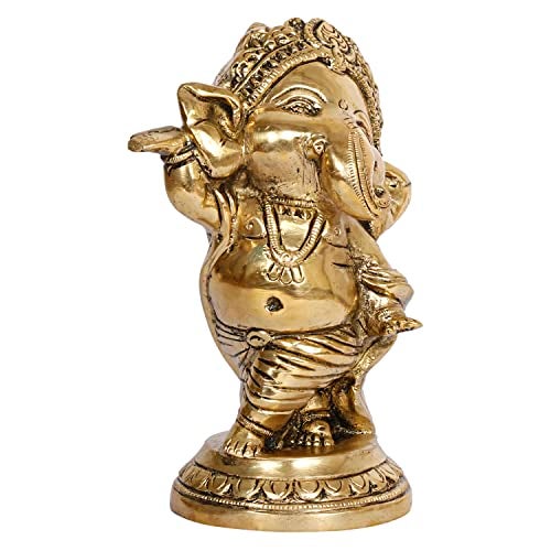 ARTVARKO Brass Ganesha Statue Baby Ganesha | Bal Ganesha Murti Idol Home Decor for Good Luck Diwali Pooja Success 5 Inches - Image 3