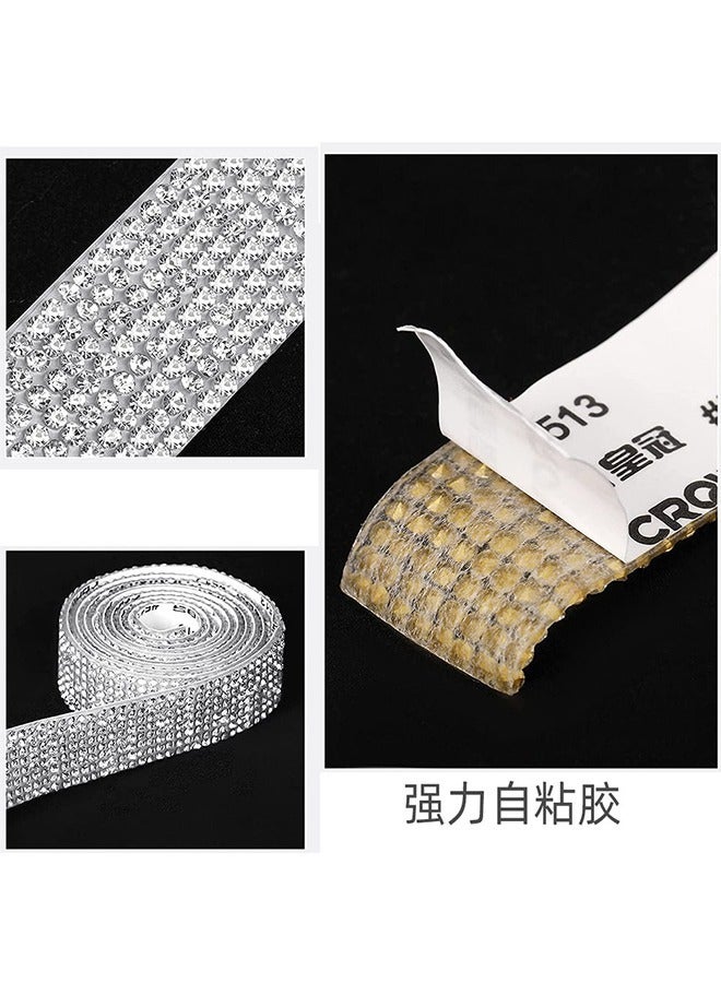 2 Pcs Self Adhesive Crystal Rhinestone Diamond Ribbon 0.5m, Bling Crystal Rhinestones Sticker DIY Car Decoration Sticker Glitter Rhinestones Gem Stickers 4Rolls/4Yards (Colorful) - Image 3