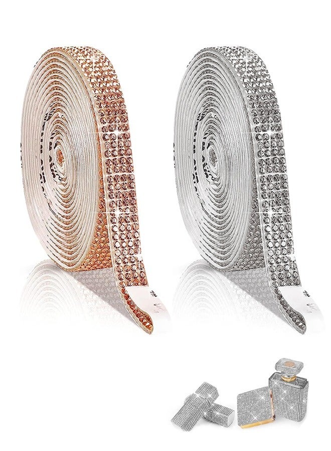 2 Pcs Self Adhesive Crystal Rhinestone Diamond Ribbon 0.5m, Bling Crystal Rhinestones Sticker DIY Car Decoration Sticker Glitter Rhinestones Gem Stickers 4Rolls/4Yards (Colorful) - Image 1