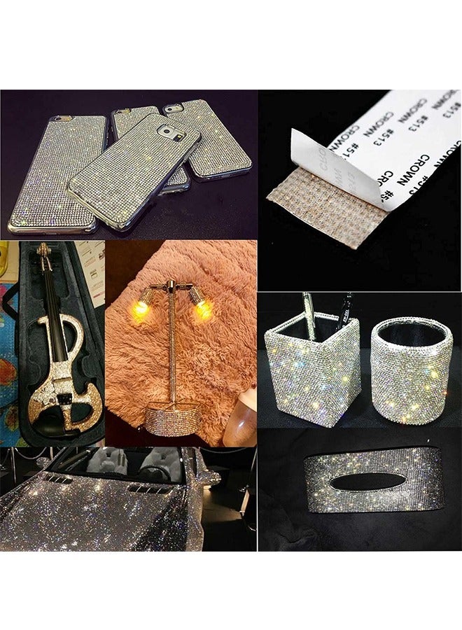 2 Pcs Self Adhesive Crystal Rhinestone Diamond Ribbon 0.5m, Bling Crystal Rhinestones Sticker DIY Car Decoration Sticker Glitter Rhinestones Gem Stickers 4Rolls/4Yards (Colorful) - Image 2