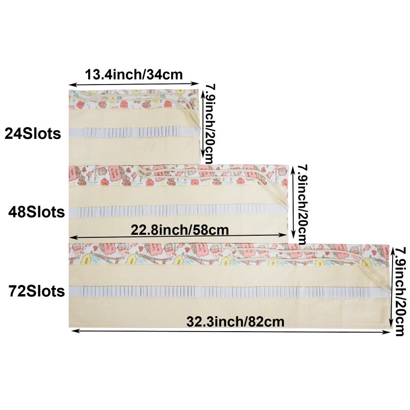 Maydahui 24/48/72 Slots Colored Pencil Wraps Canvas Pencils Roll Holder Pencil Pouch Aesthetic Case Organizer Bag for Art Lovers Artist Drawing(Eiffel Tower,72 Slots) - Image 2