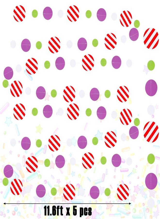 WinnerWhy 5 Pcs Cartoon Style Birthday Party Decorations Cow Print Polka Dots Garland Toy Themed Red Green Stripe Polka Dot Decorations Garlands Cartoon Style Birthday Party Decorations Supplies - Image 3