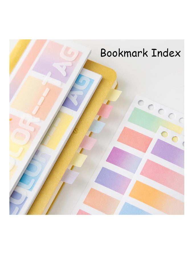 Generic Sticky Index Tabs for Notebooks, 120 Sheets Gradient Sticky Tabs, Adhesive File Flag Tabs, Multi-Pattern Index Tabs for Books, 6 Colors Writable Repositionable Book Tabs, for Page Markers  - Image 3