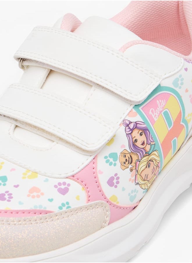 Barbie - Girls Printed Sneakers with Hook and Loop Closure - Image 1