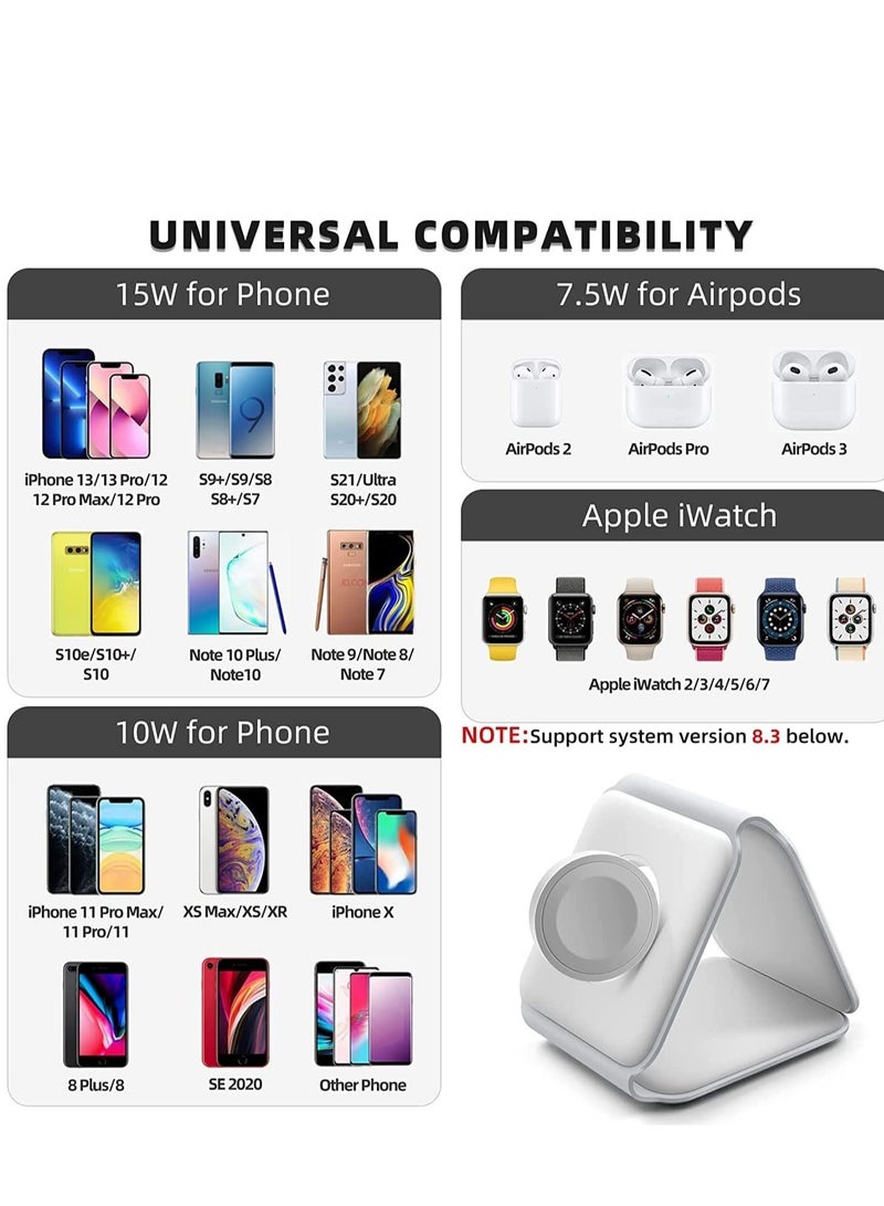 ELTRAZONE 3 in 1 Wireless Charger,Magnetic Foldable Charging Station,Fast Wireless Charging Pad (WHITE) - Image 5