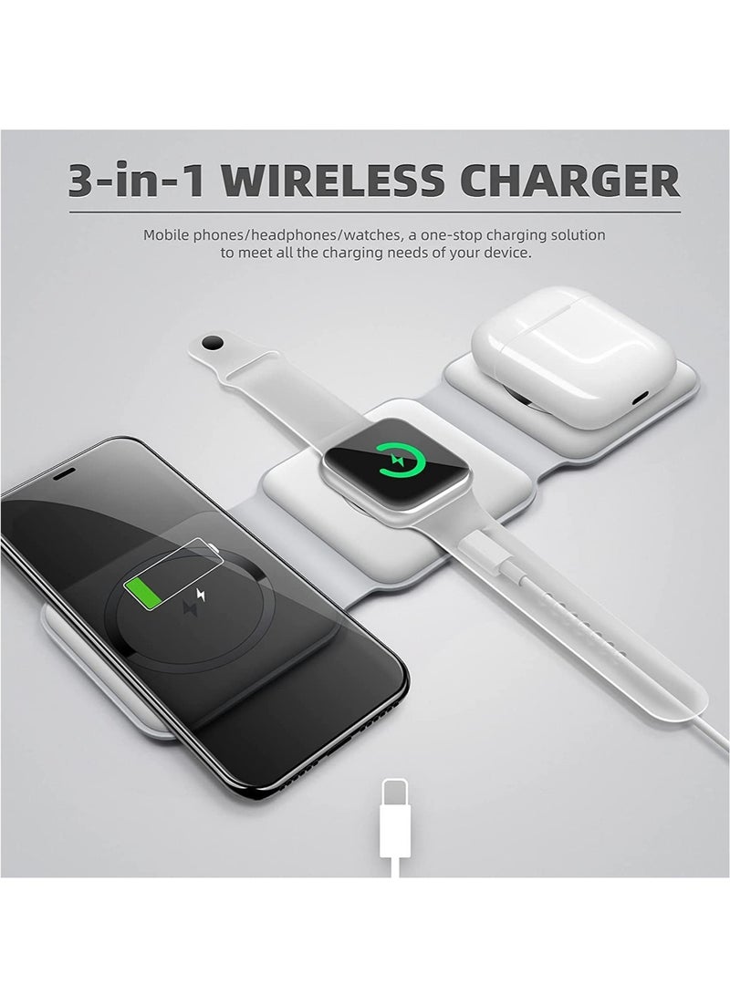 ELTRAZONE 3 in 1 Wireless Charger,Magnetic Foldable Charging Station,Fast Wireless Charging Pad (WHITE) - Image 3