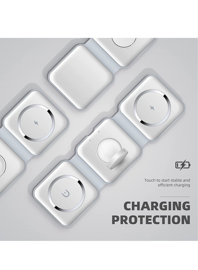 ELTRAZONE 3 in 1 Wireless Charger,Magnetic Foldable Charging Station,Fast Wireless Charging Pad (WHITE) - Image 4