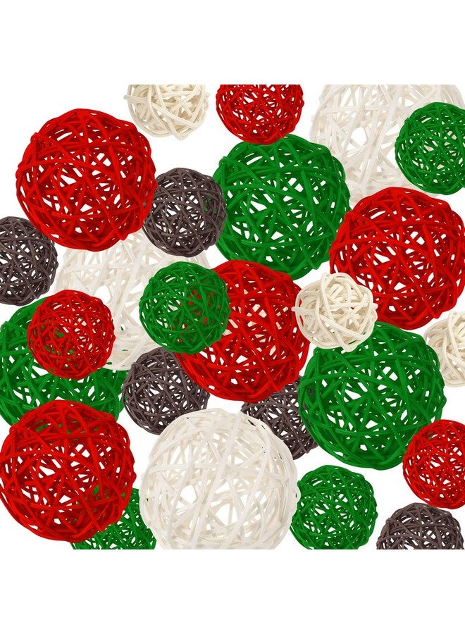 SANNIX 40Pcs Christmas Decorations Rattan Wicker Balls Hanging Ornaments Vase Bowl Fillers for Wedding Christmas Party Home Decor Table Tree Decorations - Image 1