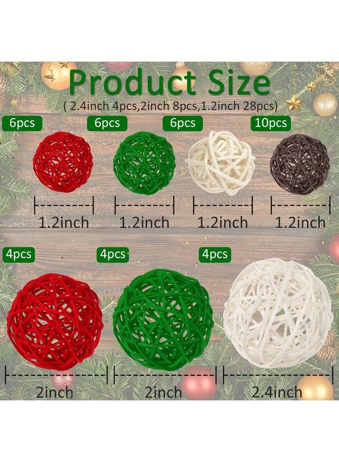 SANNIX 40Pcs Christmas Decorations Rattan Wicker Balls Hanging Ornaments Vase Bowl Fillers for Wedding Christmas Party Home Decor Table Tree Decorations - Image 2