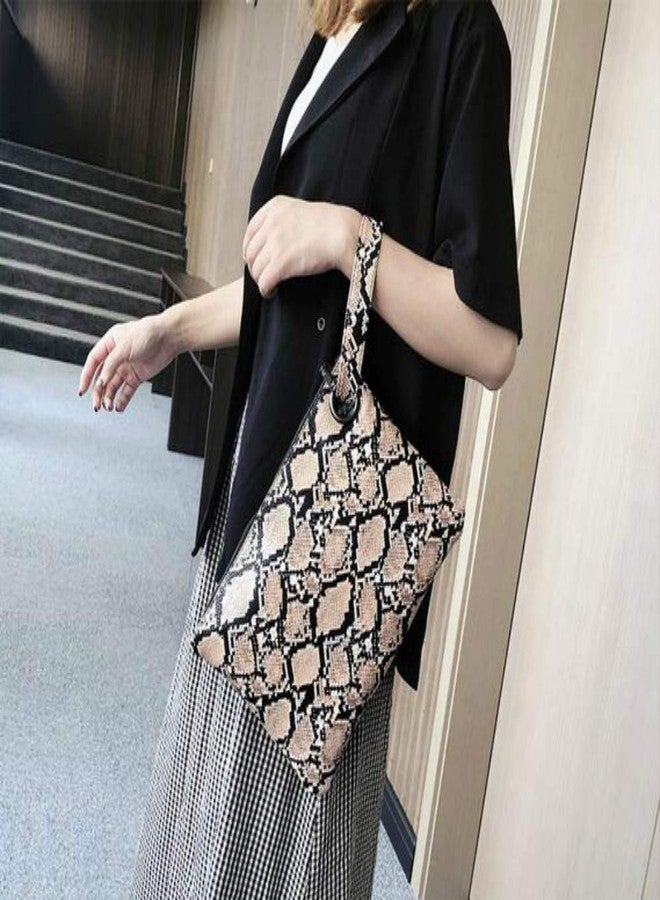Suillty Women's Oversized Snakeskin Clutch Envelope Bag Messenger Handbag Tote Wristlet Bag - Image 2