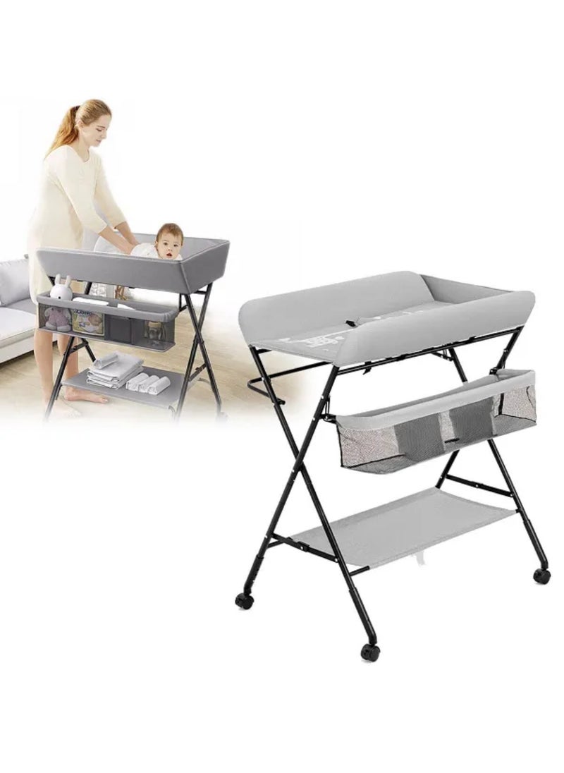 MAAS Portable Foldable Baby Changing Table With Wheels And Waterproof Diaper Pad  - Image 1