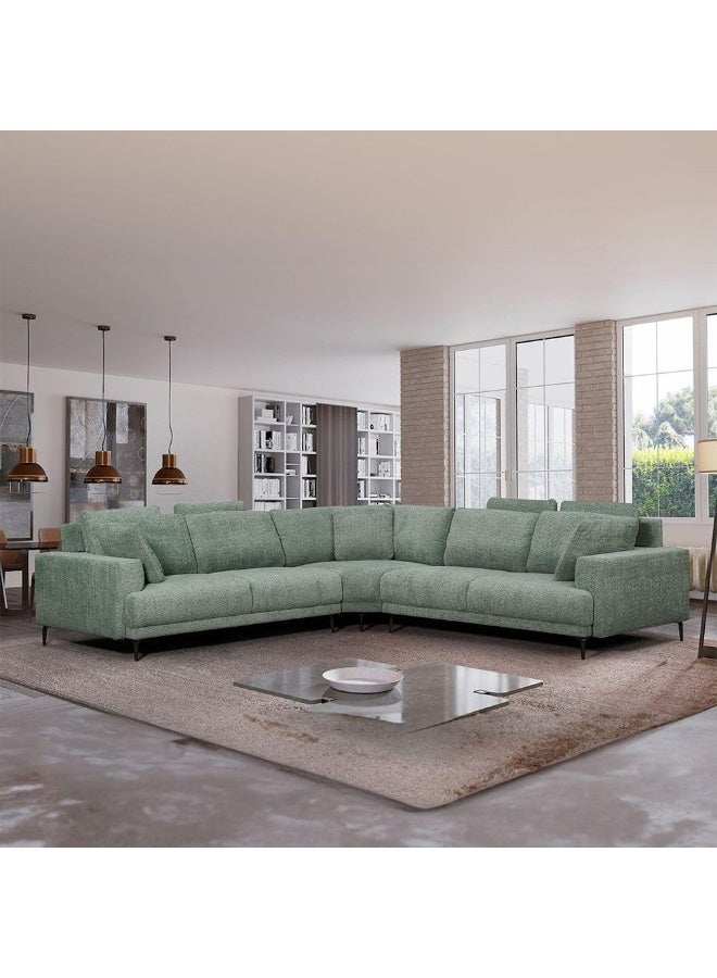Comfynest Comfynest Oracion 7Seater Sectional Corner Fabric Sofa With 5Year Warranty 624X110X92Cm Green - Image 1