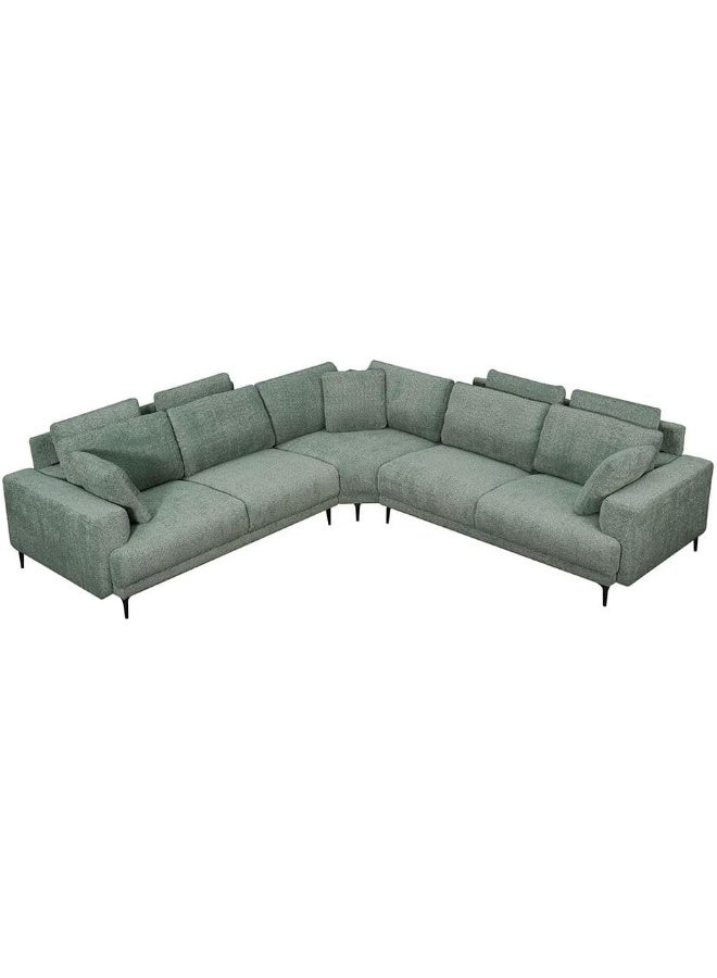 Comfynest Comfynest Oracion 7Seater Sectional Corner Fabric Sofa With 5Year Warranty 624X110X92Cm Green - Image 3