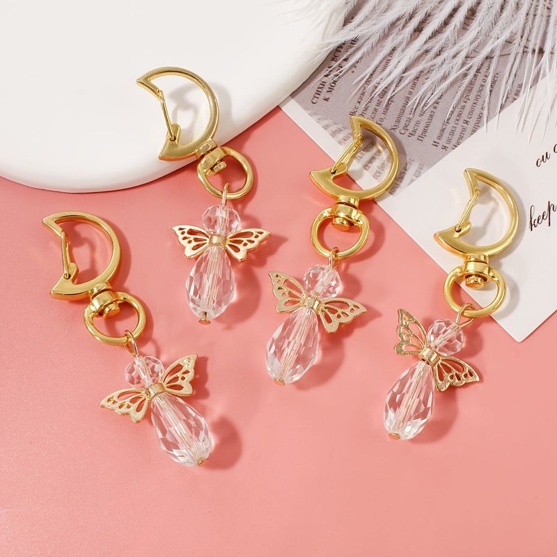 20 Pieces Gold Yellow Metal Wing Keychain With Organdy Bags And Thank You Cards Perfect For Events Wedding Party Favors - Image 3