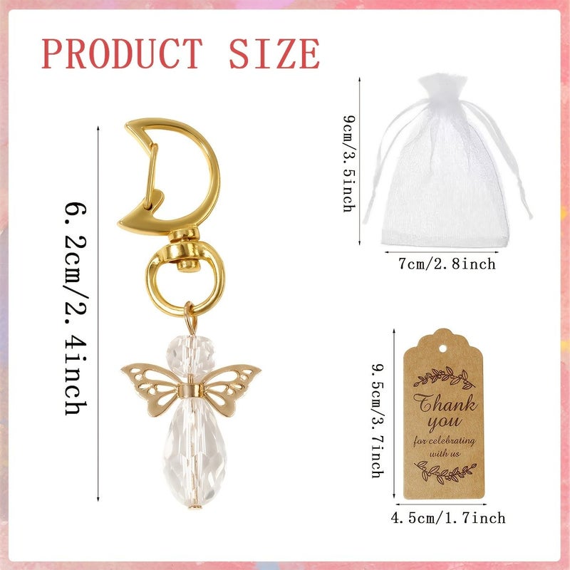 20 Pieces Gold Yellow Metal Wing Keychain With Organdy Bags And Thank You Cards Perfect For Events Wedding Party Favors - Image 5