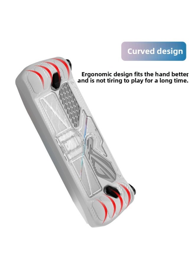 Suitable For ASUS Rog Ally Protective Cover Palm Machine Accessories PC + TPU Soft And Hard Anti-fall Silicone Cover With Bracket Shell-Product Color:Black + Transparent