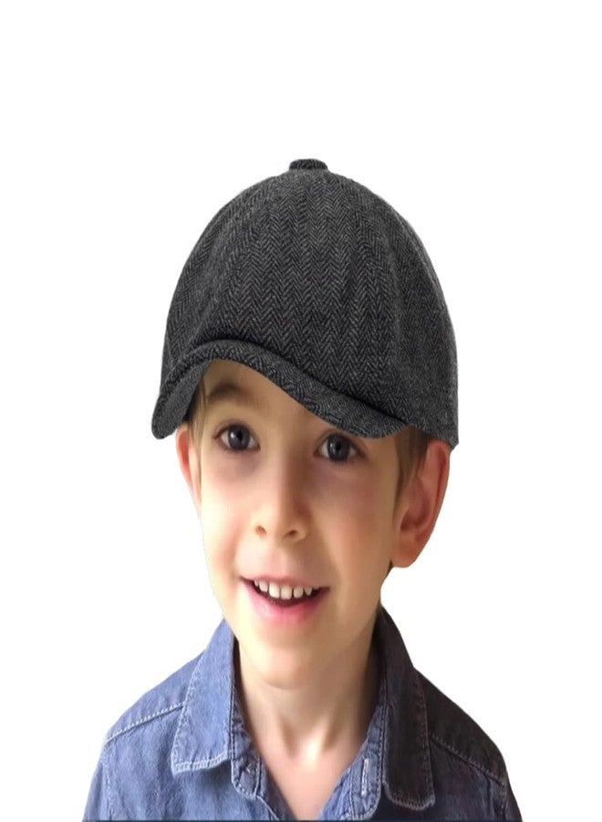 CaySep Kids Vintage Newsboy Cap Beret-Cabbie-Hat-Pageboy-Caps Tweed Flat Driver Hat for Boys Girls 4-9 Years Navy Blue - Image 5