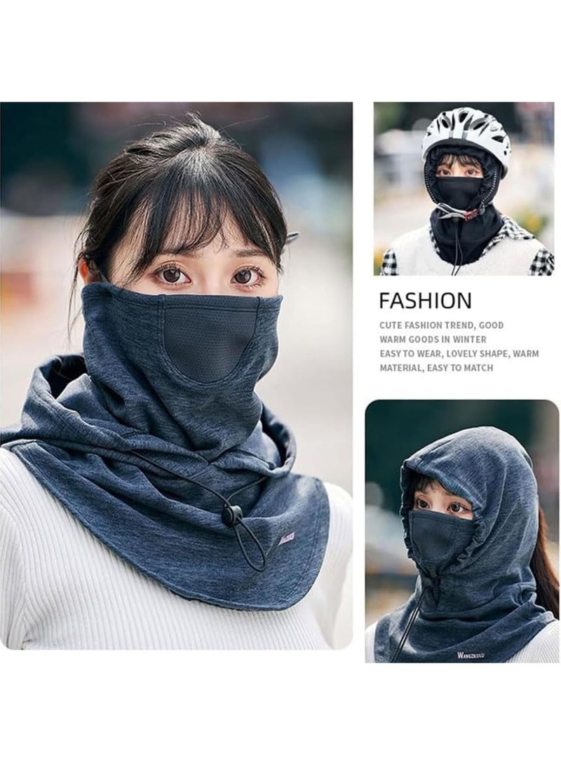 SOLARAE Cycling Cold Protection Mask, Cold Weather Fleece Ski Mask, Adjustable Warm Face Cover Hat Cap, Face Cover Scarf, Neck Warmer Scarf Helmet Hood for Men and Women, Grey - Image 5