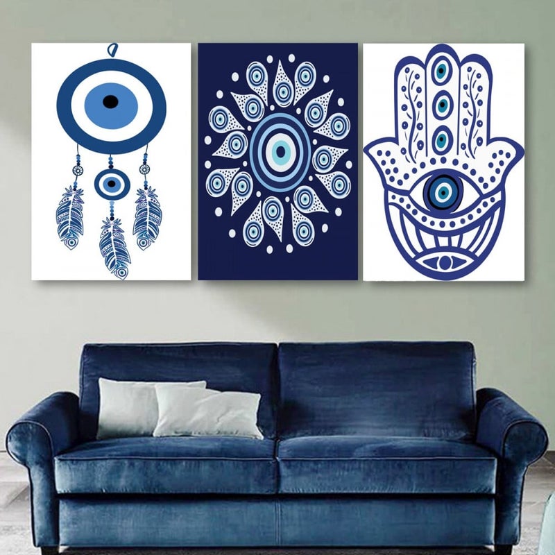 Marktna Three luxurious modern canvas prints with a hollow frame, measuring (90×40), three pieces - Image 1