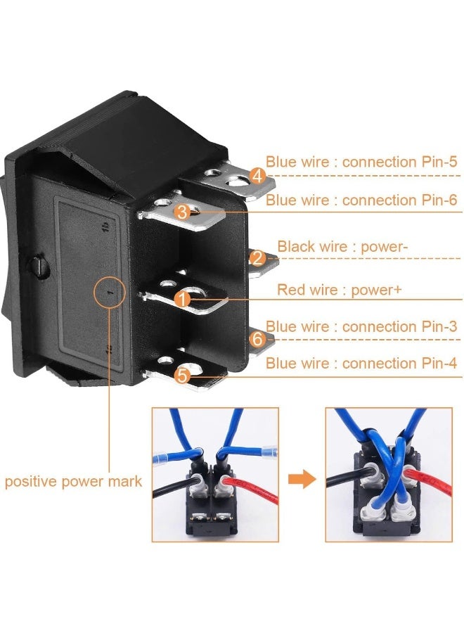 Biella 6 Pins 3 Position Black Rocker Type On Off On 15A 250V Ac/20A 125V Ac Car Auto Black Boat Rocker Toggle Switch - Image 4