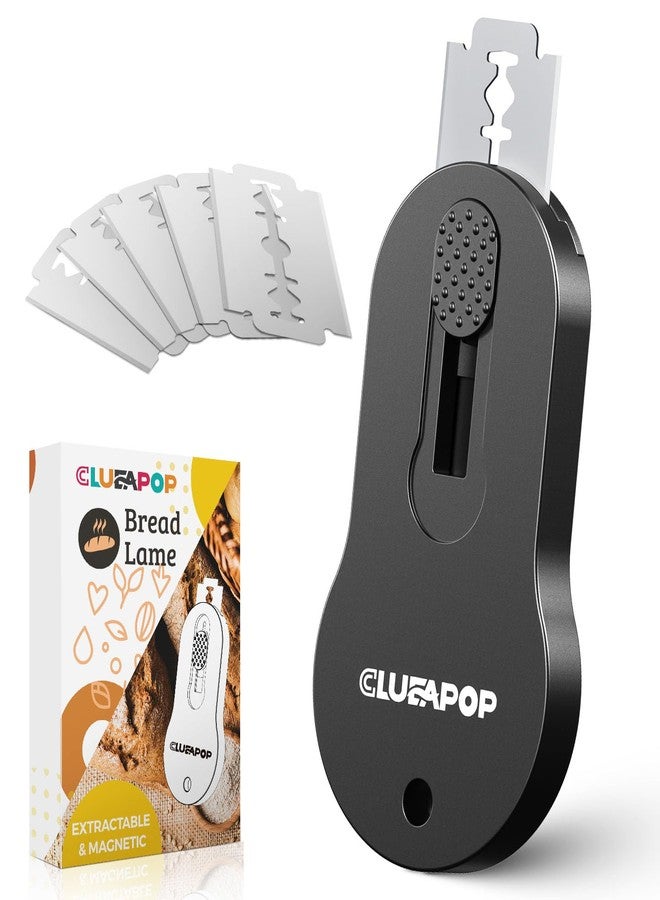 شفرة خبز CLUEAPOP، شفرة خبز مغناطيسية وقابلة لإعادة الاستخدام، أداة تقطيع العجين، شفرات شفرة الخبز، مقبض مانع للانزلاق مع شفرة طويلة قابلة للسحب، أداة تقطيع العجين المخمر لصنع الخبز - Image 1