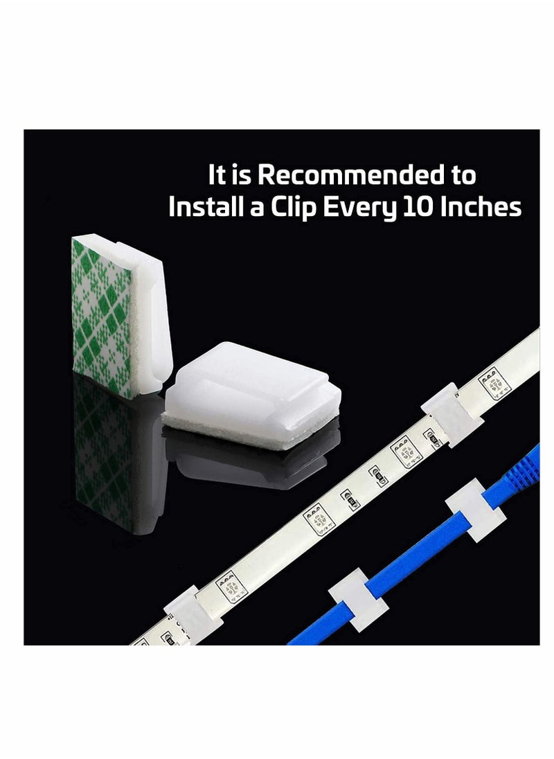 KASTWAVE - 100 PCS Light Strip Mounting Clips White Self Adhesive Led Light Fasteners Mounting Holder Cable Clamp Organizer for 10mm Light Strip (10 mm) - Image 1