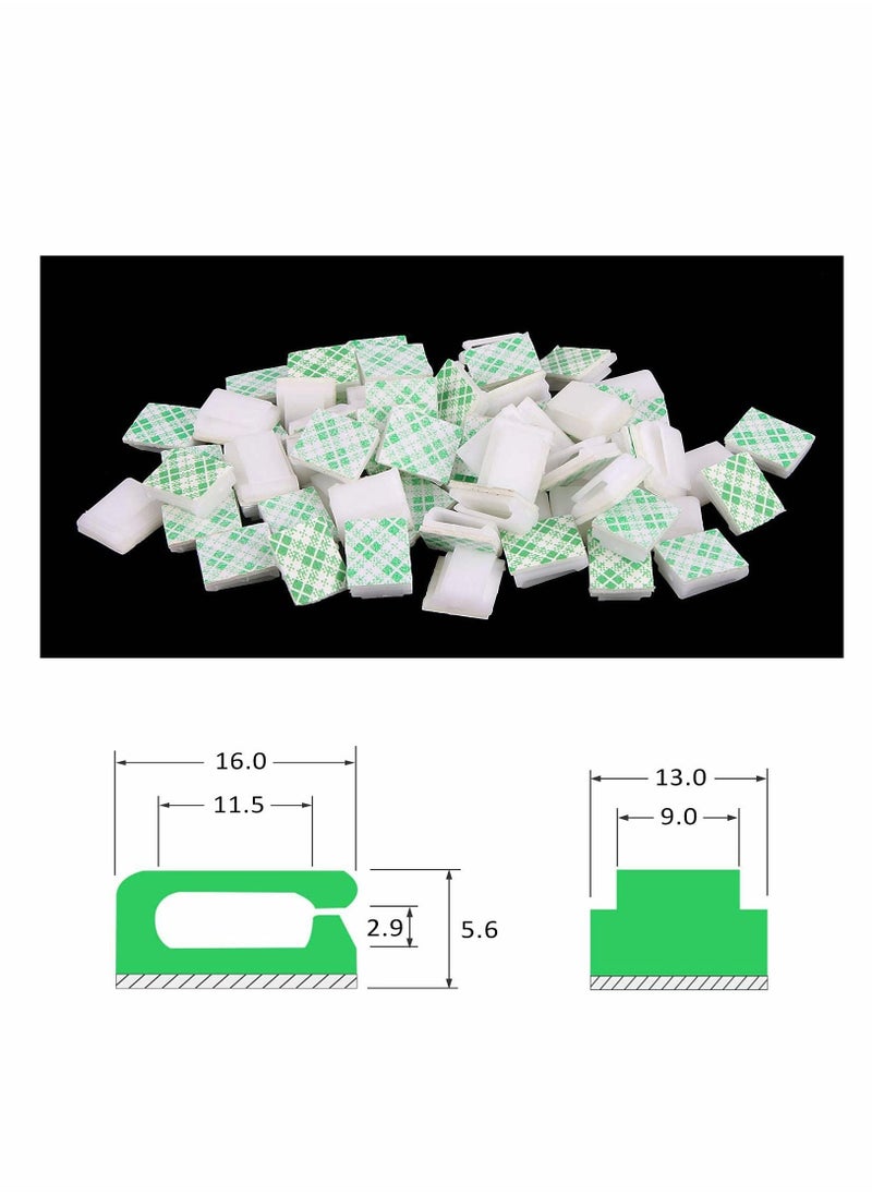 KASTWAVE - 100 PCS Light Strip Mounting Clips White Self Adhesive Led Light Fasteners Mounting Holder Cable Clamp Organizer for 10mm Light Strip (10 mm) - Image 1
