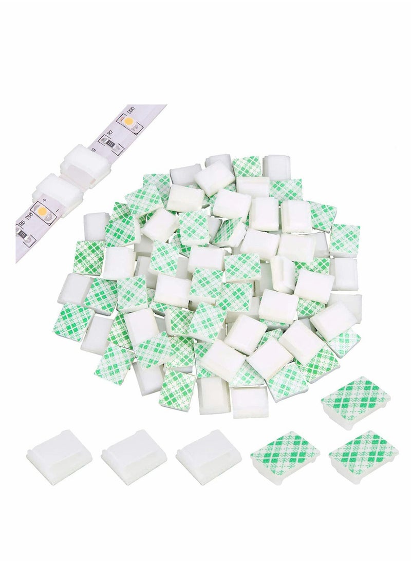 KASTWAVE - 100 PCS Light Strip Mounting Clips White Self Adhesive Led Light Fasteners Mounting Holder Cable Clamp Organizer for 10mm Light Strip (10 mm) - Image 1