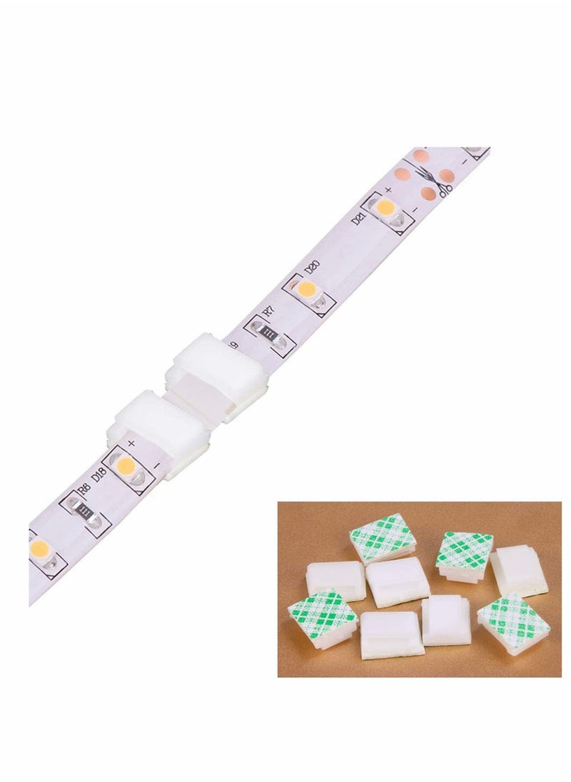 KASTWAVE - 100 PCS Light Strip Mounting Clips White Self Adhesive Led Light Fasteners Mounting Holder Cable Clamp Organizer for 10mm Light Strip (10 mm) - Image 1