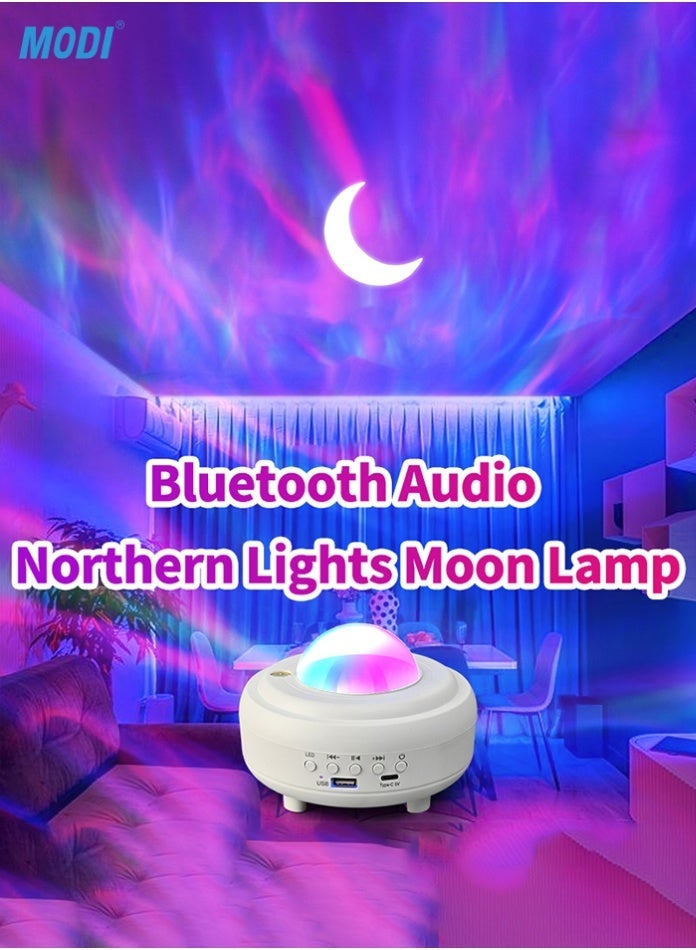 MODI Aurora Projector Moon Lamp with Bluetooth Speaker & USB Music Player, RGBW Northern Lights Night Light 145mm Rechargeable, Soothing Ambiance Lamp for Bedroom, Relaxation & Home Décor - Image 5