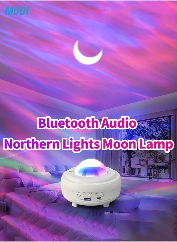 MODI Aurora Projector Moon Lamp with Bluetooth Speaker & USB Music Player, RGBW Northern Lights Night Light 145mm Rechargeable, Soothing Ambiance Lamp for Bedroom, Relaxation & Home Décor - Image 4