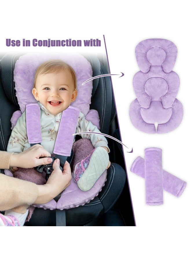 GFU Infant Car Seat Insert Head and Body Support, GFU Reversible Newborn Insert for Carseat with Strap Pads, Soft Stroller Cushion Pillow Insert for Boys and Girls, Fits for Stroller, Swing, Purple - Image 3