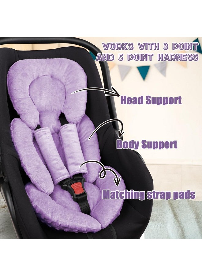 GFU Infant Car Seat Insert Head and Body Support, GFU Reversible Newborn Insert for Carseat with Strap Pads, Soft Stroller Cushion Pillow Insert for Boys and Girls, Fits for Stroller, Swing, Purple - Image 4