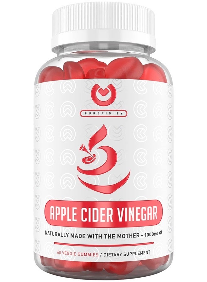 PUREFINITY Apple Cider Vinegar Gummies - Raw, Natural, Unfiltered ACV from The Mother - Gummy Alternative to Apple Cider Vinegar Capsules, Pills, Tablets - Detox, Cleanse & Immunity. - Image 1